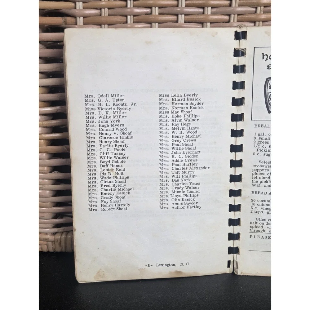 Friendship United Methodist Church Cookbook Spiral  Lexington, NC Vintage